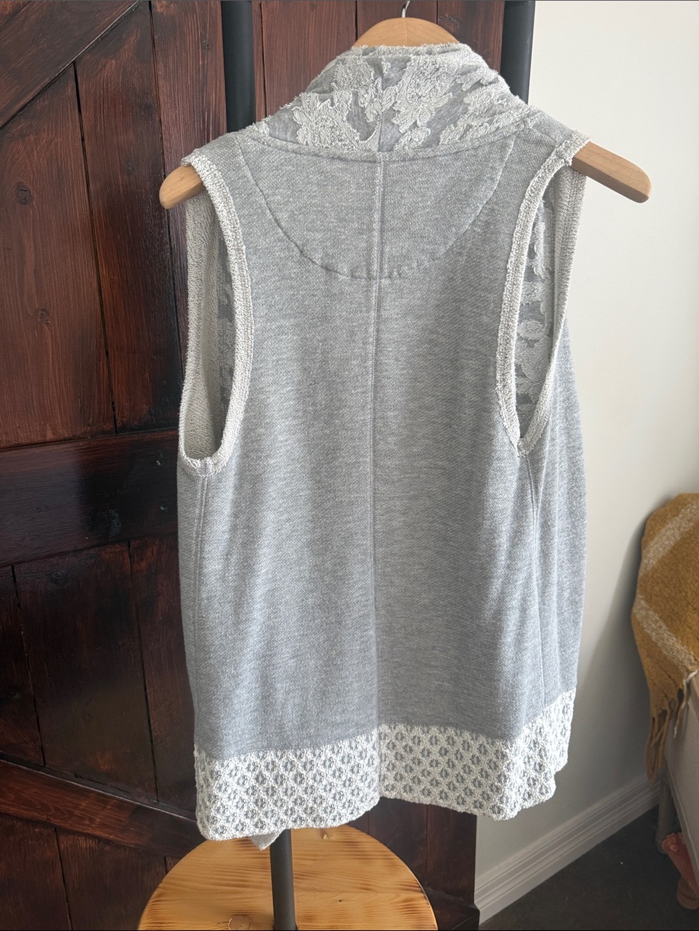 Anthropologie Light Gray Open-Front Draped Vest - Picture 4 of 4